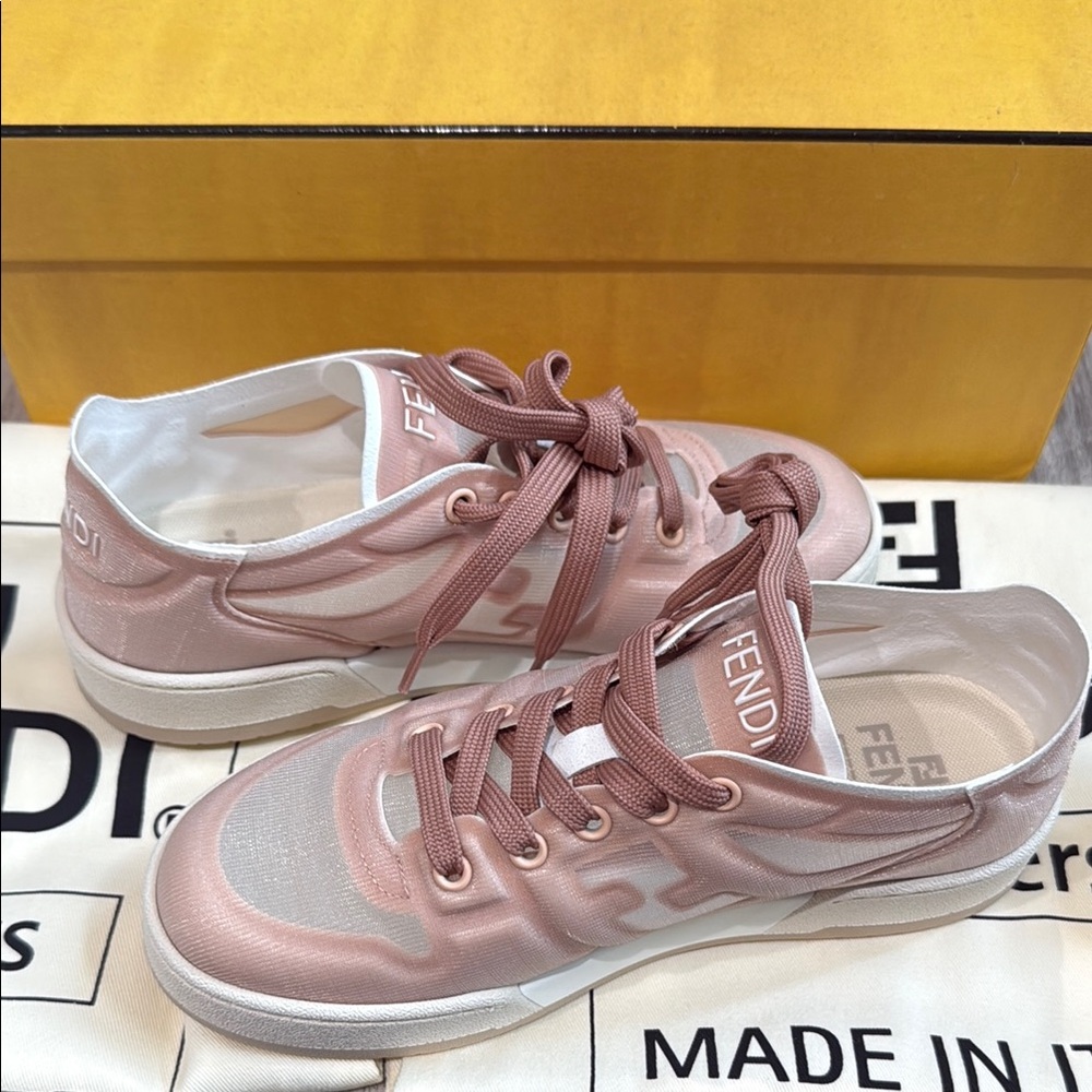 Fendi Pink Sneakers with Lace-Up Design